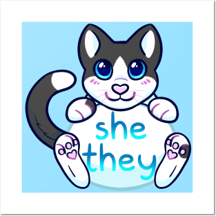 Kitty Pronouns - She/They Posters and Art